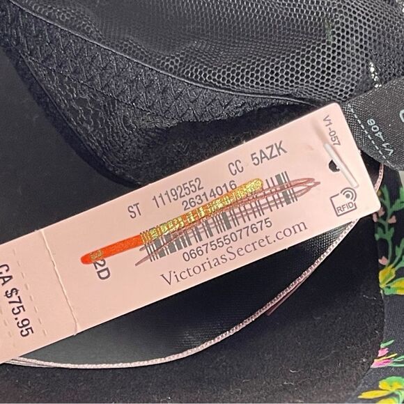 Victoria’s Secret very sexy uplift plunge lace racer back floral black bra 32D - Picture 6 of 7